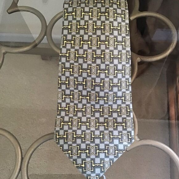 Hermes gold and silver interlock designer tie - Picture 2 of 4